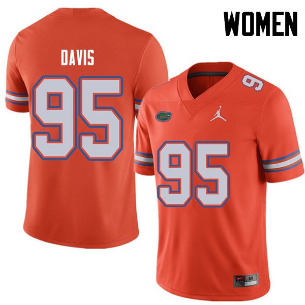 Jordan Brand Women #95 Keivonnis Davis Florida Gators College Football Jersey Orange